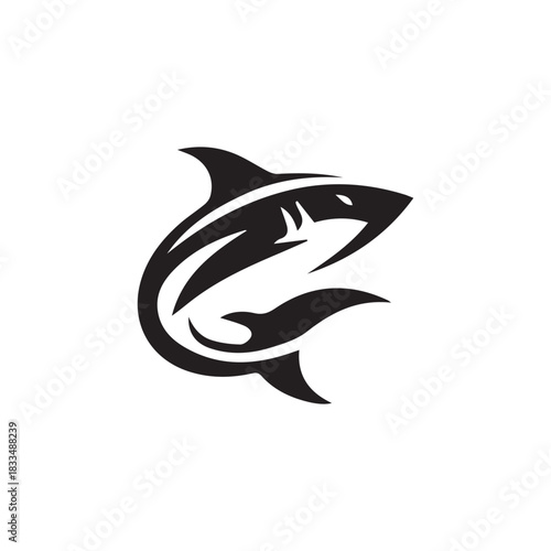minimalist shark logo on white background

