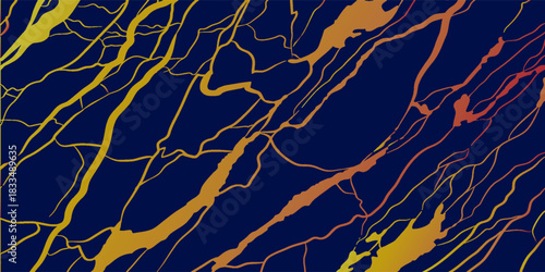 Dark Blue Waves and Swirls with Golden Layers Vector Artwork Texture.