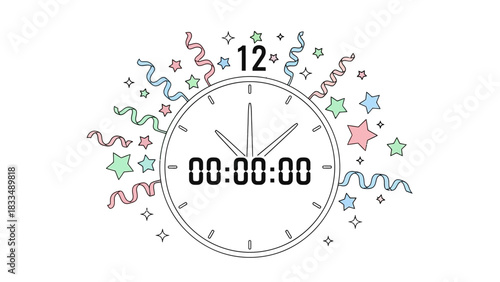 New Year's Eve Midnight Countdown Clock Vector