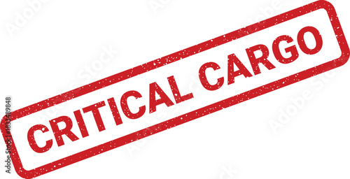 A distressed red rectangular rubber stamp graphic displaying the phrase CRITICAL CARGO for logistics and shipping
