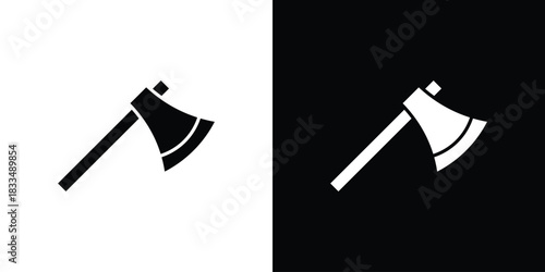 Axe icon, silhouette pictogram. black icon set