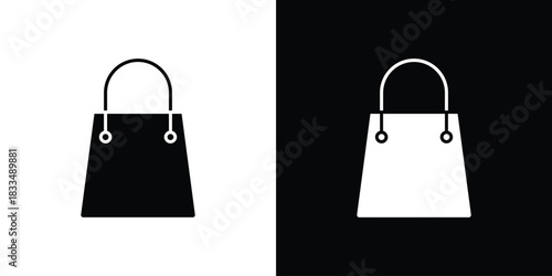 Bag icon, silhouette pictogram. black icon set