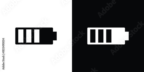 Battery icon, silhouette pictogram. black icon set
