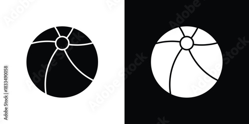 Beach ball icon, silhouette pictogram. black icon set