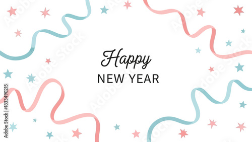 Simple Pastel Happy New Year Background 