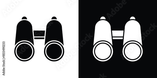 Binoculars icon, silhouette pictogram. black icon set