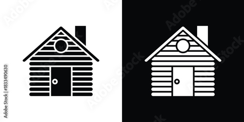 Cabin icon, silhouette pictogram. black icon set