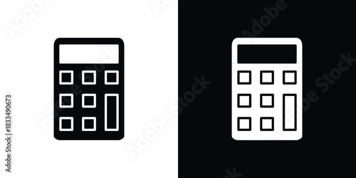 Calculator icon, silhouette pictogram. black icon set