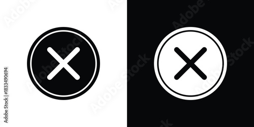 Cancel icon, silhouette pictogram. black icon set