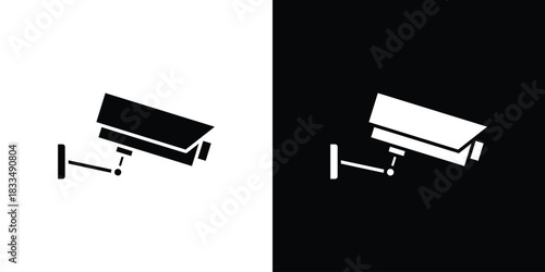 CCTV icon, silhouette pictogram. black icon set