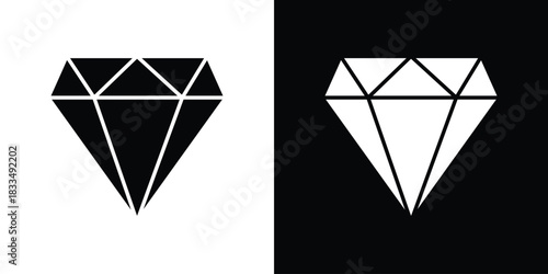 Diamond icon, silhouette pictogram. black icon set