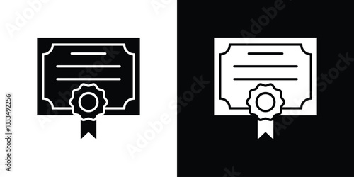 Diploma icon, silhouette pictogram. black icon set