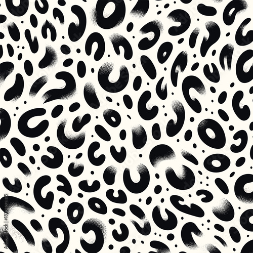 A wild and stylish seamless animal skin pattern, featuring a sophisticated black and white fur texture for modern fashion and textile design