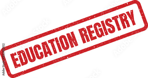 Diagonal rectangular grunge rubber stamp displaying EDUCATION REGISTRY for official student enrollment records