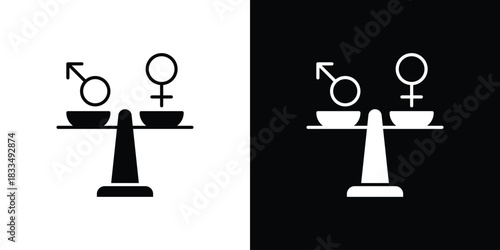 Equality icon, silhouette pictogram. black icon set