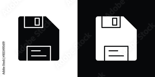 Floppy disk icon, silhouette pictogram. black icon set