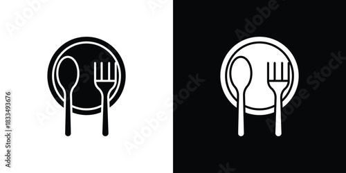 Food icon, silhouette pictogram. black icon set