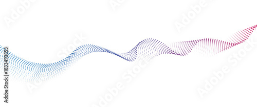 Flowing Dot Wave halftone gradient pattern on transparent background	