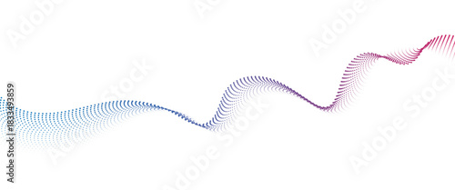 Flowing Dot Wave halftone gradient pattern on transparent background	