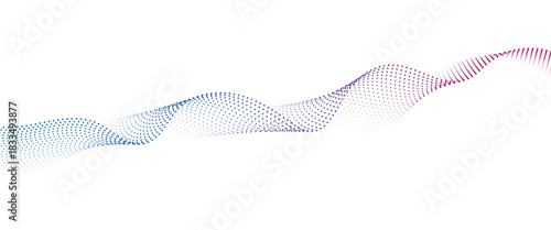 Flowing Dot Wave halftone gradient pattern on transparent background	