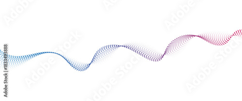 Flowing Dot Wave halftone gradient pattern on transparent background	