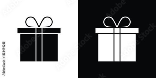 Gift icon, silhouette pictogram. black icon set