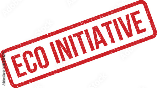 Distressed rectangular rubber stamp featuring ECO INITIATIVE text, perfect for emphasizing environmental commitment and green projects