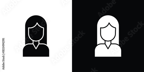Girl icon, silhouette pictogram. black icon set