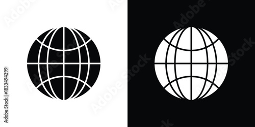 Globe icon, silhouette pictogram. black icon set
