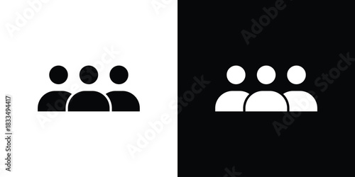 Group icon, silhouette pictogram. black icon set