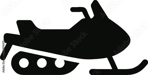 Black Snowmobile Silhouette Icon Winter Adventure Recreation Concept Isolated on White Background for Graphic Design and More silhouette