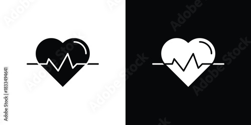 Heartbeat icon, silhouette pictogram. black icon set