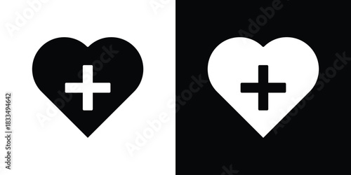 Health care icon, silhouette pictogram. black icon set