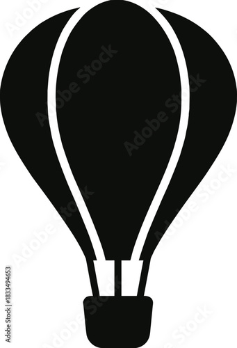 Simple Black Hot Air Balloon Icon for Graphic Design and Creative Projects symbolizing freedom and adventurous journeys silhouette