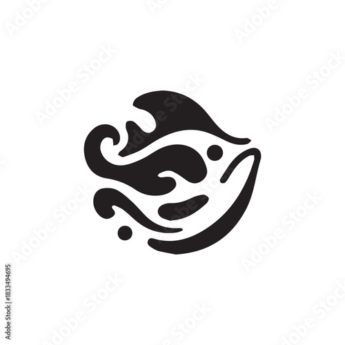 minimalist frog fish logo with white background