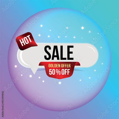 Hot sale golden offer 50 percent off promotion banner
