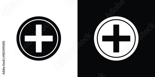 Hospital sign icon, silhouette pictogram. black icon set