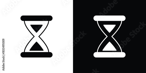 Hourglass icon, silhouette pictogram. black icon set