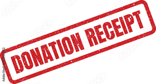 Distressed red rubber stamp displaying DONATION RECEIPT text, indicating proof of a financial contribution