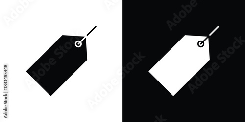 Label icon, silhouette pictogram. black icon set