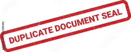 Distressed red rubber stamp marking an official duplicate document seal for administrative processes