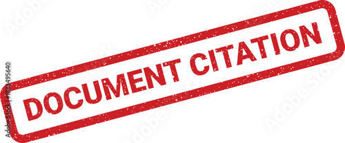 Distressed red rubber stamp with Document Citation text, denoting a reference or legal attribution notice
