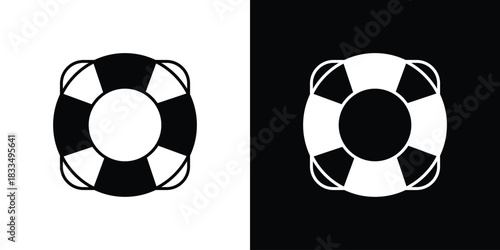 Life buoy icon, silhouette pictogram. black icon set
