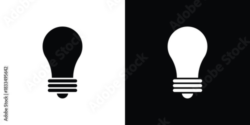 Lightbulb icon, silhouette pictogram. black icon set