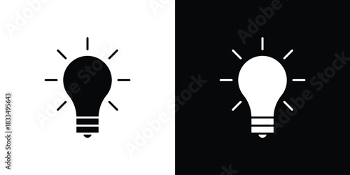 Light bulb icon, silhouette pictogram. black icon set