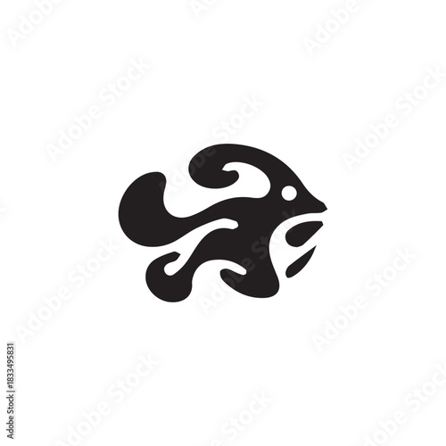 minimalist frog fish logo with white background