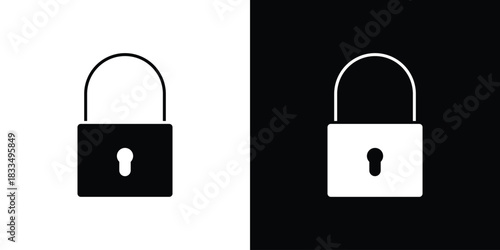 Lock icon, silhouette pictogram. black icon set