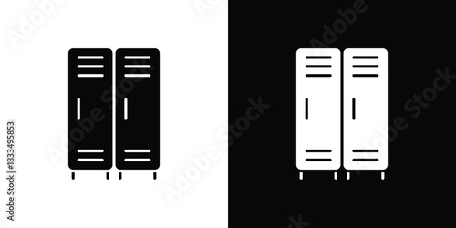 Lockers icon, silhouette pictogram. black icon set