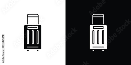 Luggage icon, silhouette pictogram. black icon set