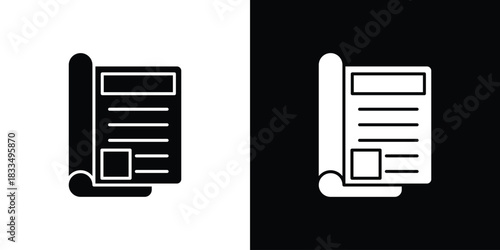 Magazines icon, silhouette pictogram. black icon set